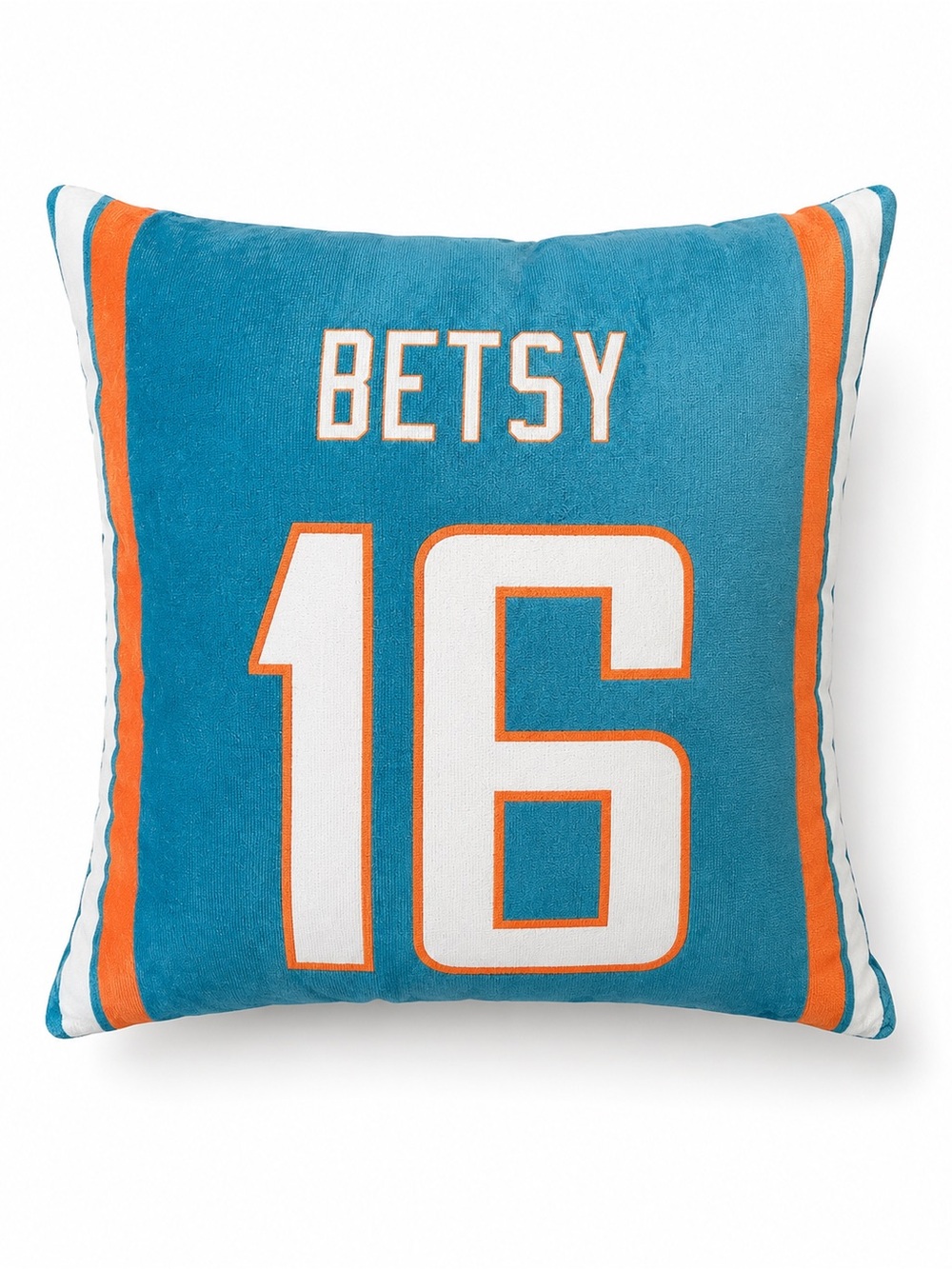 Custom 'Betsy 16' Teal & Orange Decorative Pillow NEW